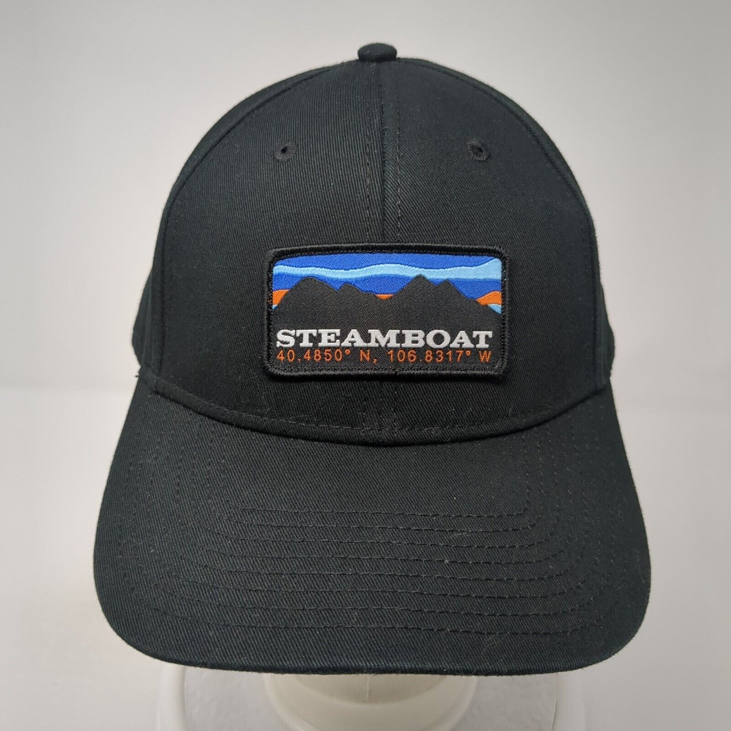 Steamboat 40.4850° N 106.8317° W Snapback Hat Black OS Adjustable Embroidered