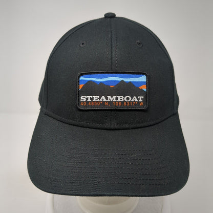 Steamboat 40.4850° N 106.8317° W Snapback Hat Black OS Adjustable Embroidered