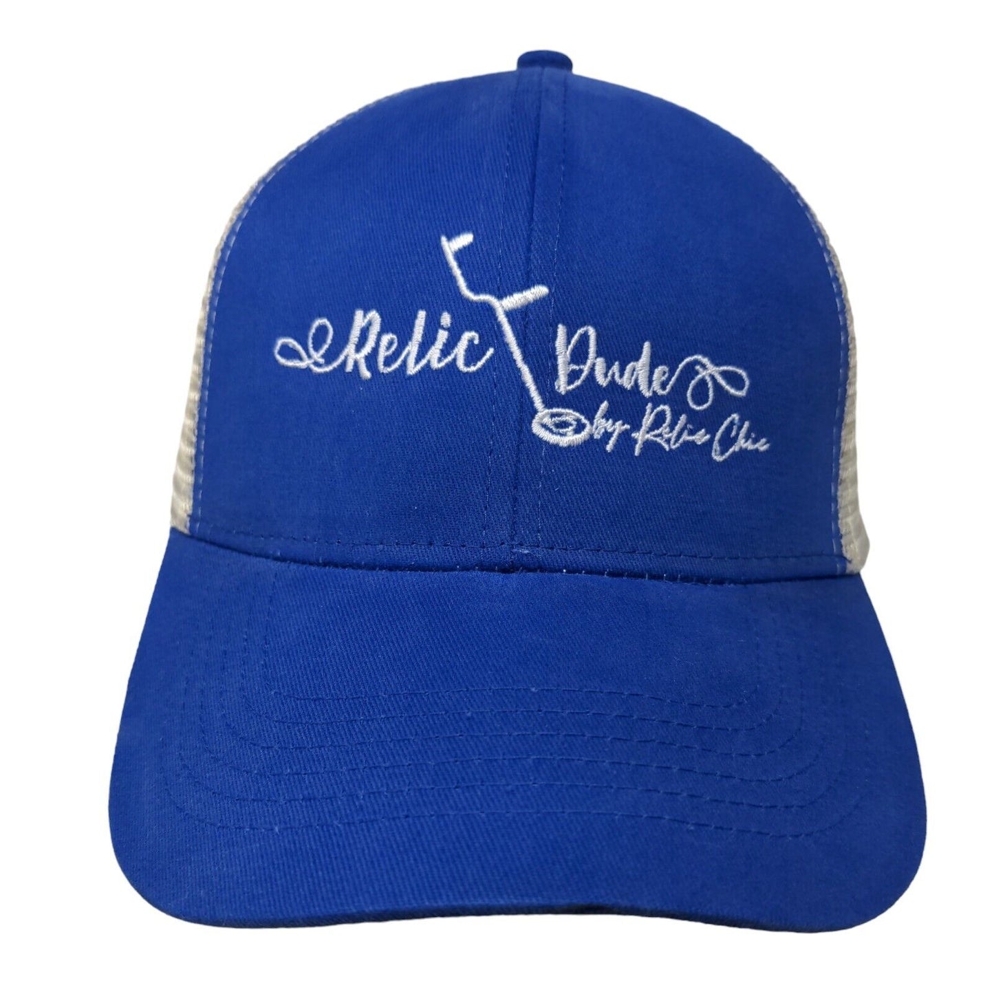 Relic Dudes by Relic Chic Strapback Trucker Hat Blue OSFM Embroidered Hit Wear