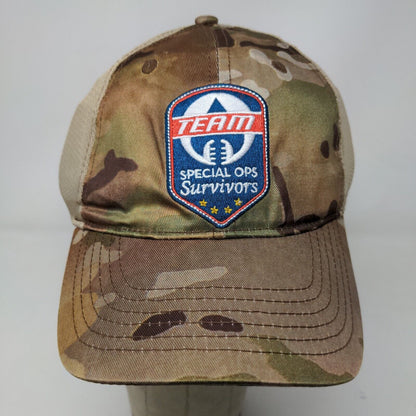 Special Ops Survivors Men's Strapback Hat Tan Camo Polyester Blend Embroidered