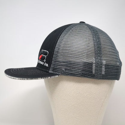 Buck's Bags Farm Bureau Ins Trucker Hat Black One Size Mesh Snapback Brim Logo