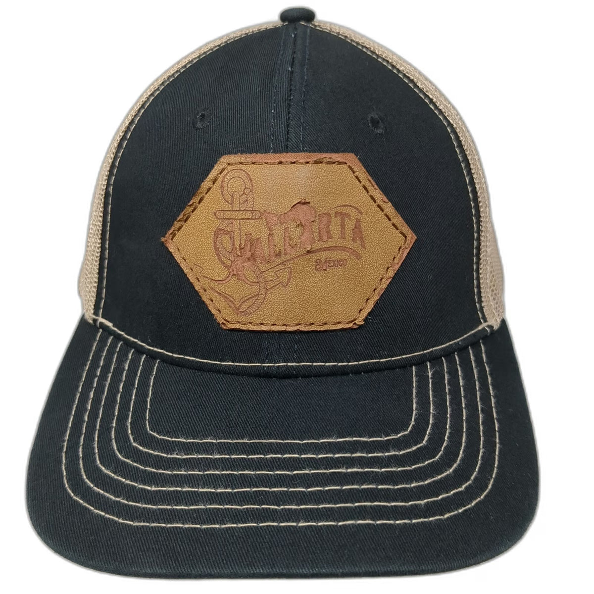 Invasion Trucker Hat Black OSFM Puerto Vallarta Mexico Anchor Patch Mesh Back