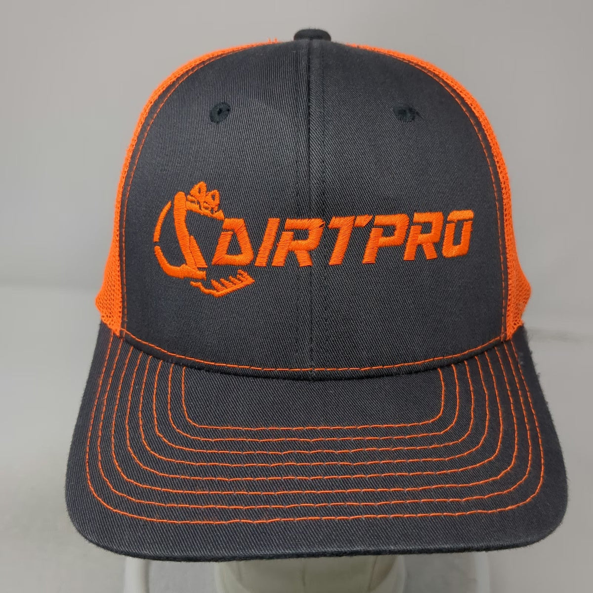 NV CAPS Trucker Hat Gray Orange One Size DirtPro Excavator Mesh Snapback hat