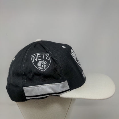 Brooklyn Nets Snapback Hat Black White Embroidered Logo Mitchell & Ness NBA