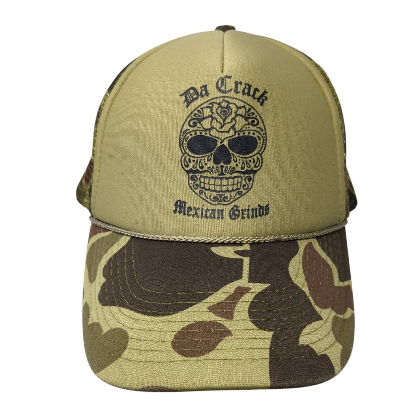 Da Crack Mexican Grinds Mesh Back Rope Trucker Hat Camo One Size Otto