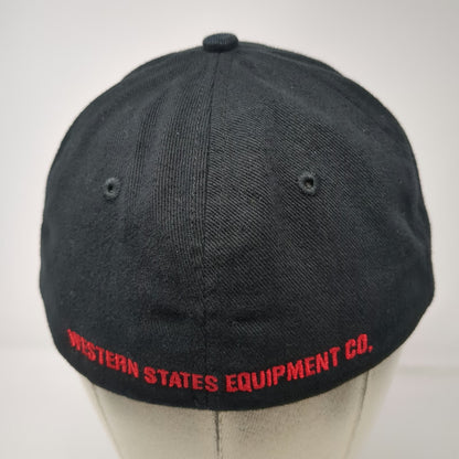 Caterpillar Baseball Cap Black M Red Contrast Piping Stretch Fit Embroidery Hat