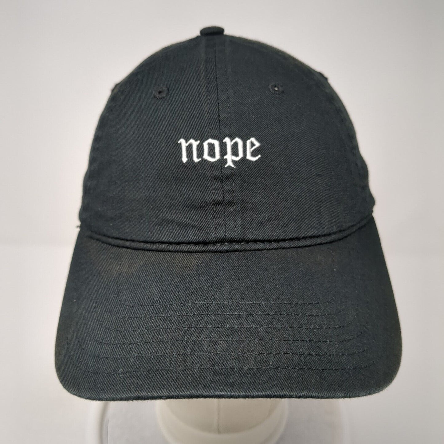 Nope Slideback Hat Black One Size Adjustable Embroidered Solid 6 Panel