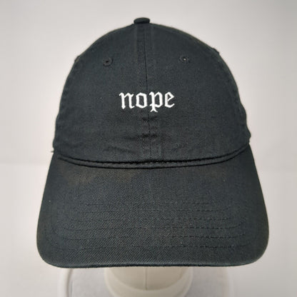 Nope Slideback Hat Black One Size Adjustable Embroidered Solid 6 Panel