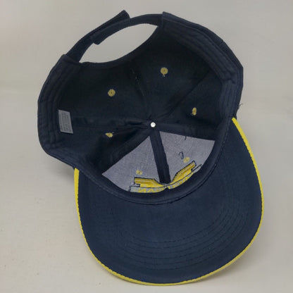 Michigan Wolverines Strapback Hat Blue Gold Embroidered Big Logo 100% Cotton