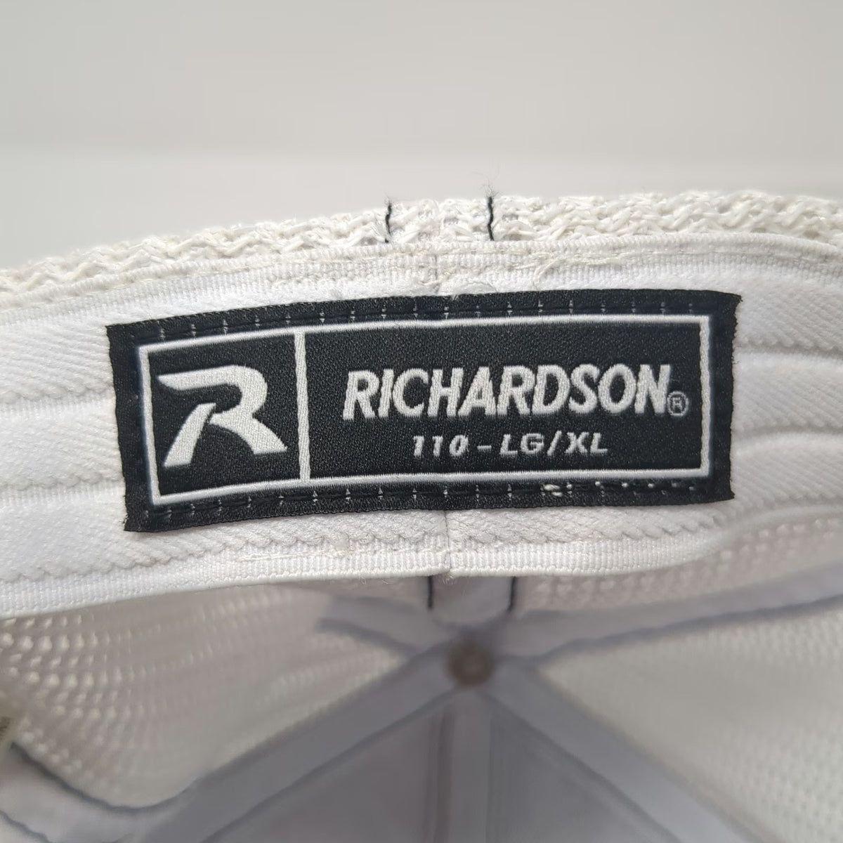 Richardson Baseball Cap Black XL Mesh Stretch Fit Atlas Logo Hat Curved Brim
