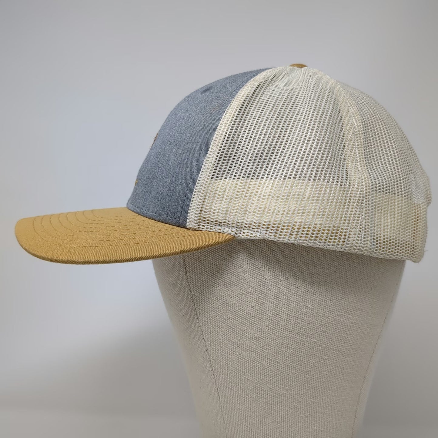 Richardson Trucker Hat Blue Beige L Mesh Snapback KattleGuard B & M Bull Logo