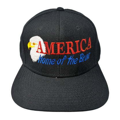 America Home of The Brave Snapback Hat Black OS Adjustable Embroidered Otto