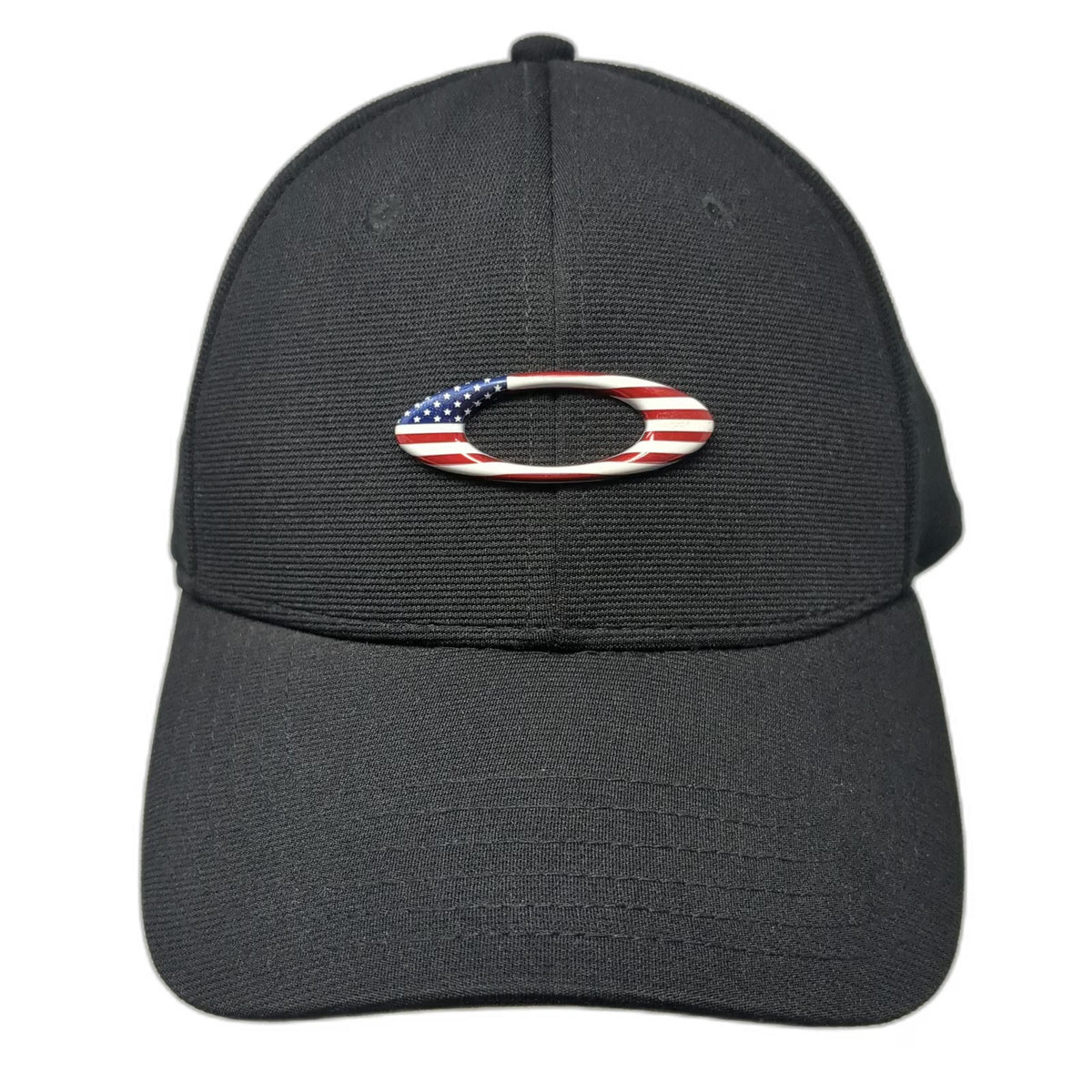 Oakley Baseball Cap Black XL US Flag Logo Performance Flexfit Stretch Fit Hat