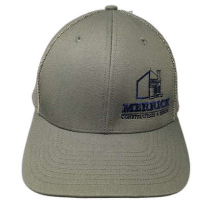 Richardson Trucker Hat Green OSFM Snapback Mesh Merrick Construction Logo 112