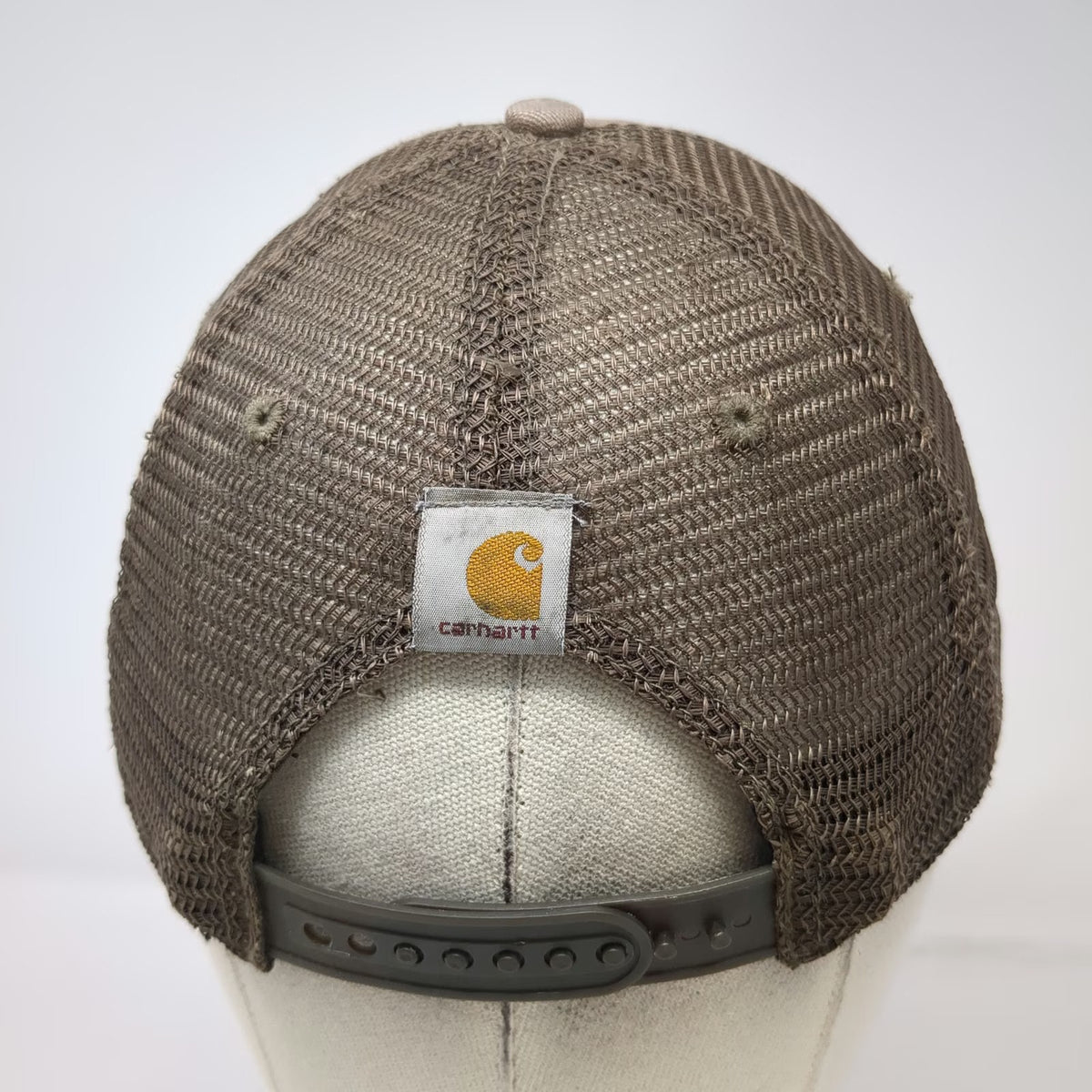 Carhartt Trucker Hat Brown One Size Mesh Back Snapback Embroidered Logo Canvas
