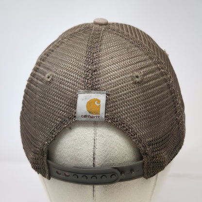 Carhartt Trucker Hat Brown One Size Mesh Back Snapback Embroidered Logo Canvas
