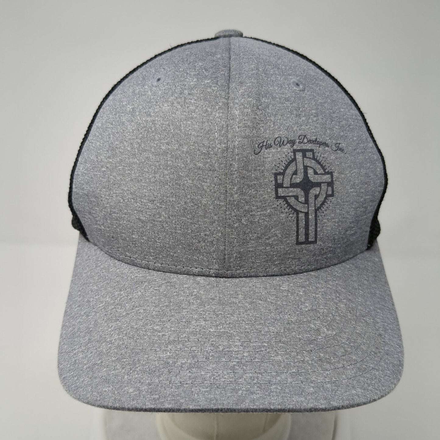 His Way Developers Inc Fitted Mesh Back Trucker Hat Gray One Size Flexfit