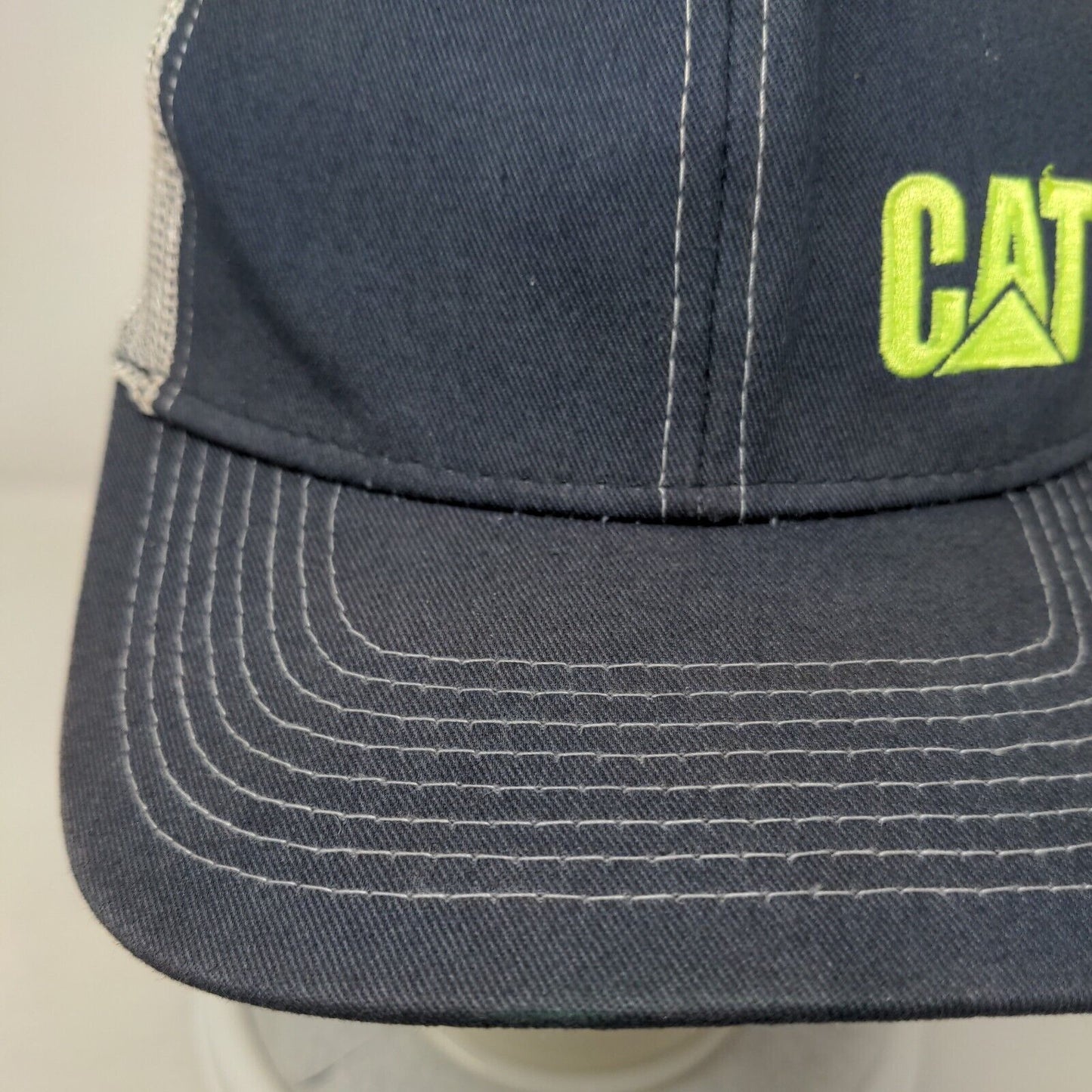 CAT Ring Power Snapback Trucker Hat Blue One Size Embroidered Mesh Back