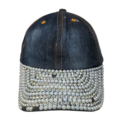 Unbranded Slideback Denim Hat Blue OSFM Studded Adjustable 6 Panel