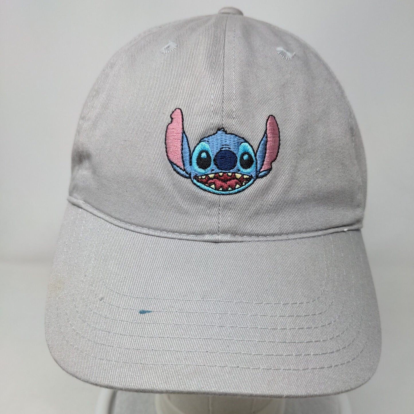 Stitch Slideback Hat Gray One Size Embroidered Adjustable Disney