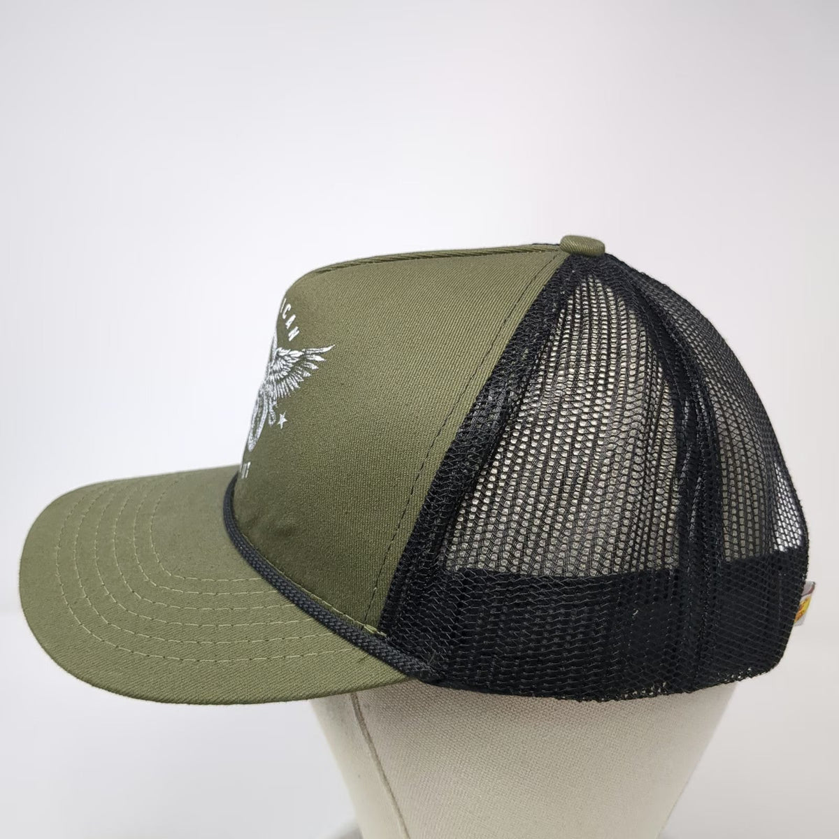 Bass Pro Shops Trucker Hat Green One Size Snapback American Patriot Eagle Rope