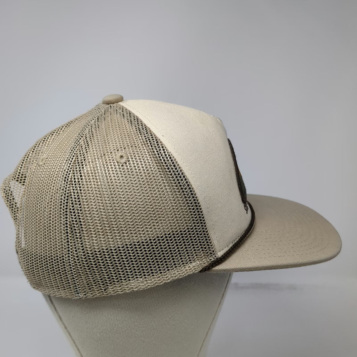 Katin Trucker Hat Beige One Size Mesh Snapback Rope Rainbow Graphic Patch