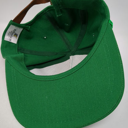 K-Products 5 Panel Green Hat HM Golf Rope Brim Leather Strap Made in USA Vintage