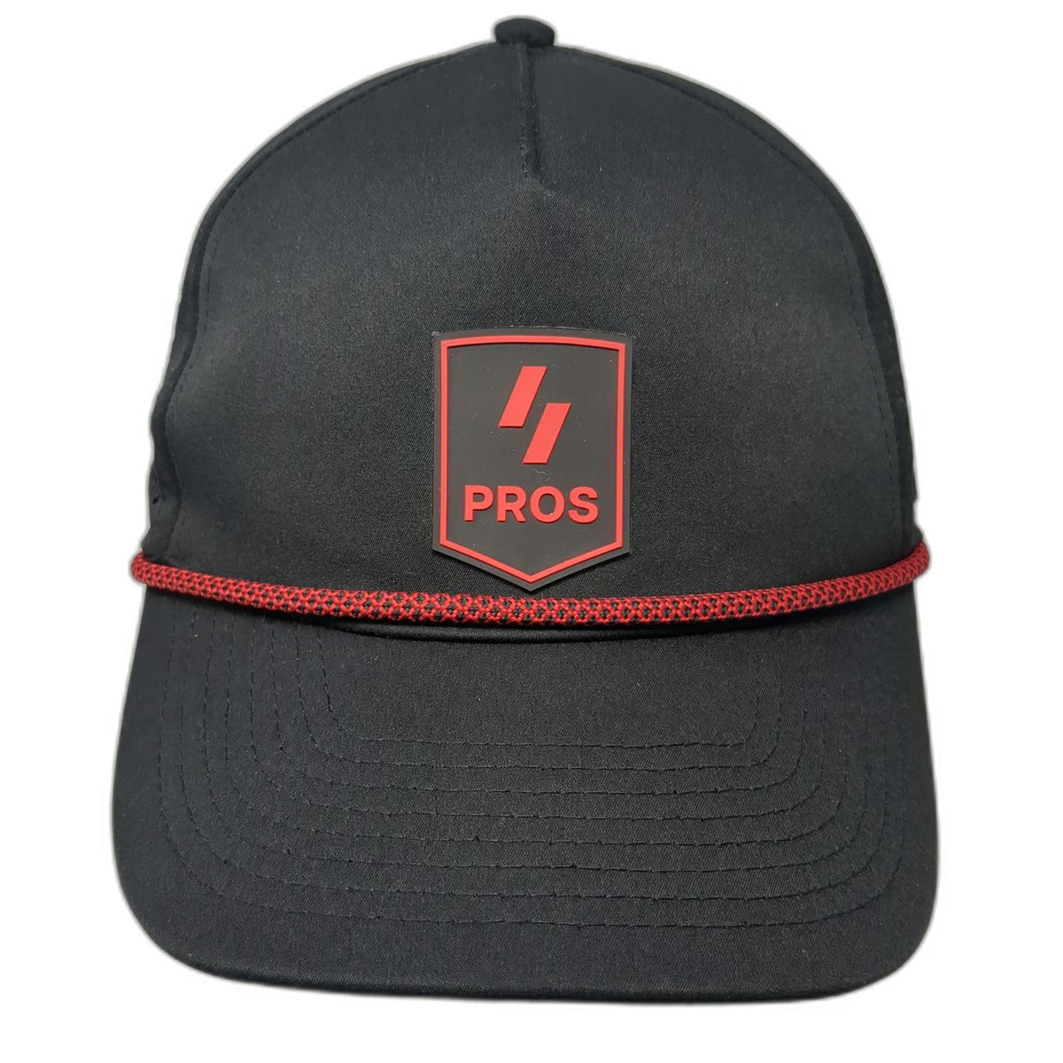 PROS Trucker Hat Black One Size Rope PVC Patch Perforated Snapback Serve Elevate