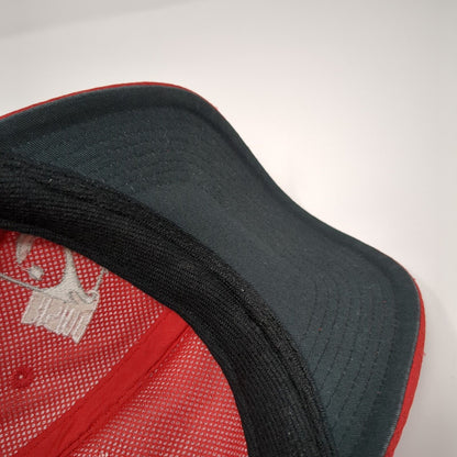 Rising Fish Strapback Hat Red One Size Adjustable Embroidered 6 Panel