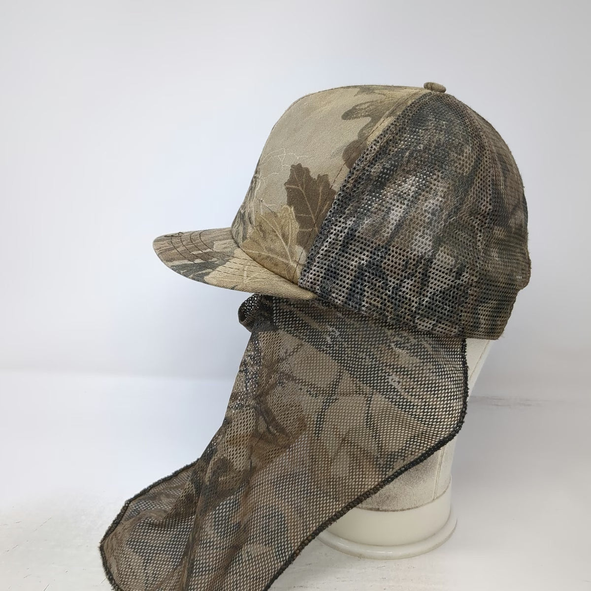 Precision Trucker Hat Brown Camo Mesh Face Mask Made in USA Hunting Vintage