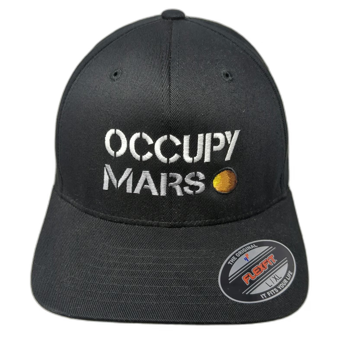 Flexfit SpaceX Occupy Mars Baseball Cap Black XL Hat Embroidered Fitted Logo