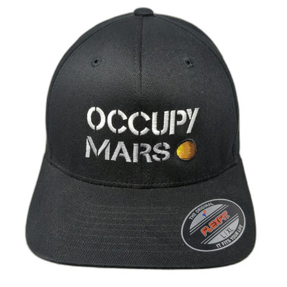 Flexfit SpaceX Occupy Mars Baseball Cap Black XL Hat Embroidered Fitted Logo