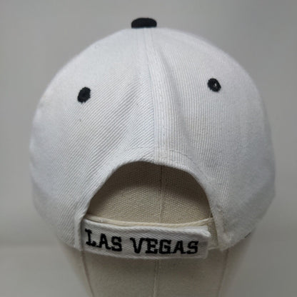 Las Vegas Strapback Hat White One Size Embroidered Vent Holes 6 Panel