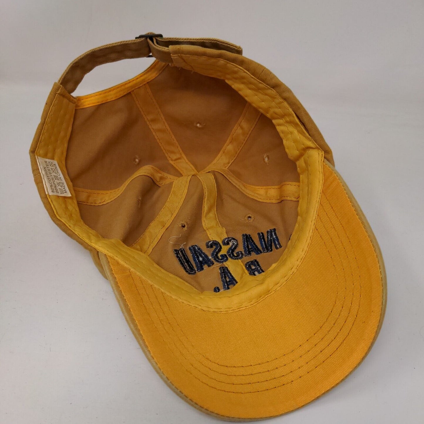 Nassau B.A. Beach Scene Est 73 Slideback Hat Yellowish-Tan One Size Adjustable