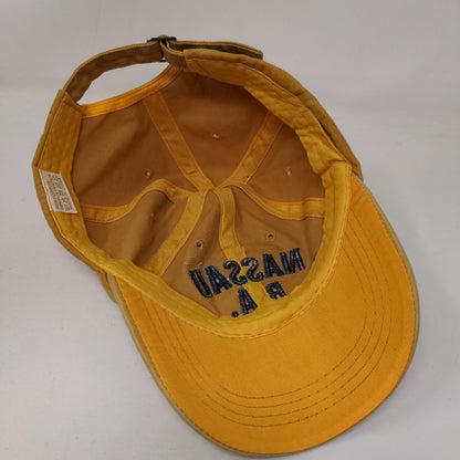 Nassau B.A. Beach Scene Est 73 Slideback Hat Yellowish-Tan One Size Adjustable
