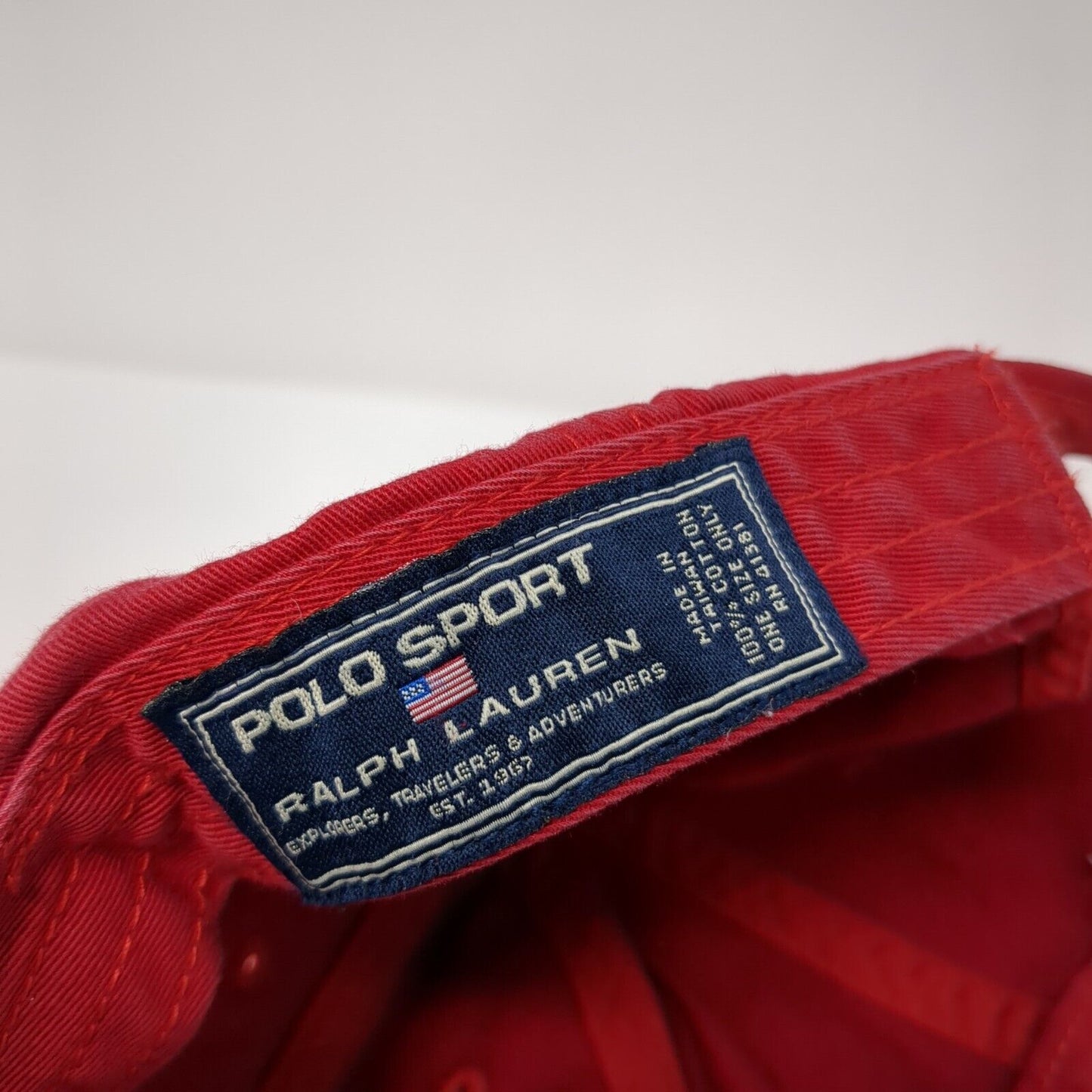 Vintage Polo Sport Ralph Lauren Slideback Hat Red Embroidered Logo 100% Cotton