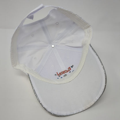 Born To Sparkle Strapback Hat White One Size Adjustable Glitter Embroidered