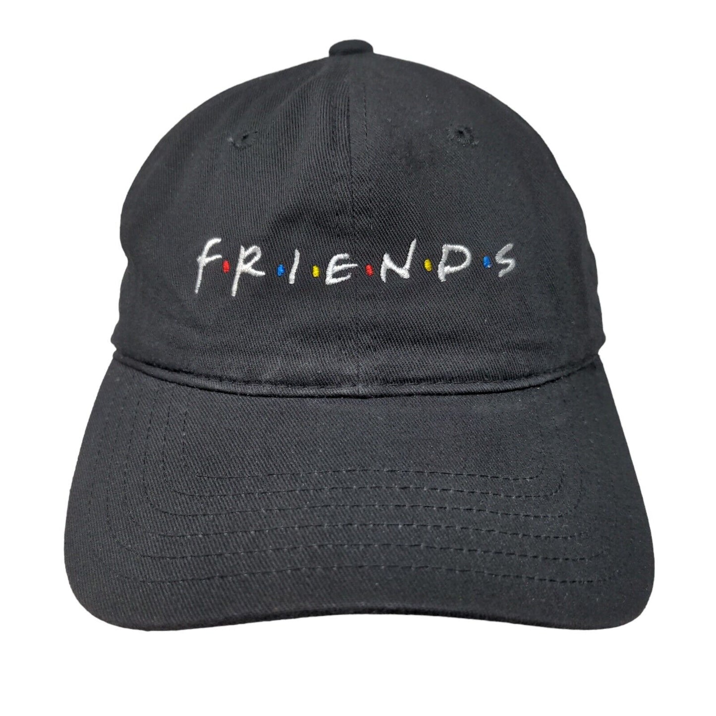 FRIENDS Slideback Hat Black One Size Adjustable Embroidered Vented Holes