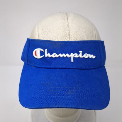 Champion Strapback Sun Visor Hat Blue One Size Adjustable Embroidered Breathable
