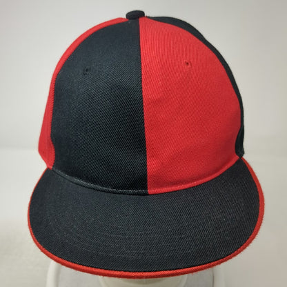 Georgetown Collection Baseball Cap Black Red 7 5/8 Fitted Paneled Flat Brim Hat