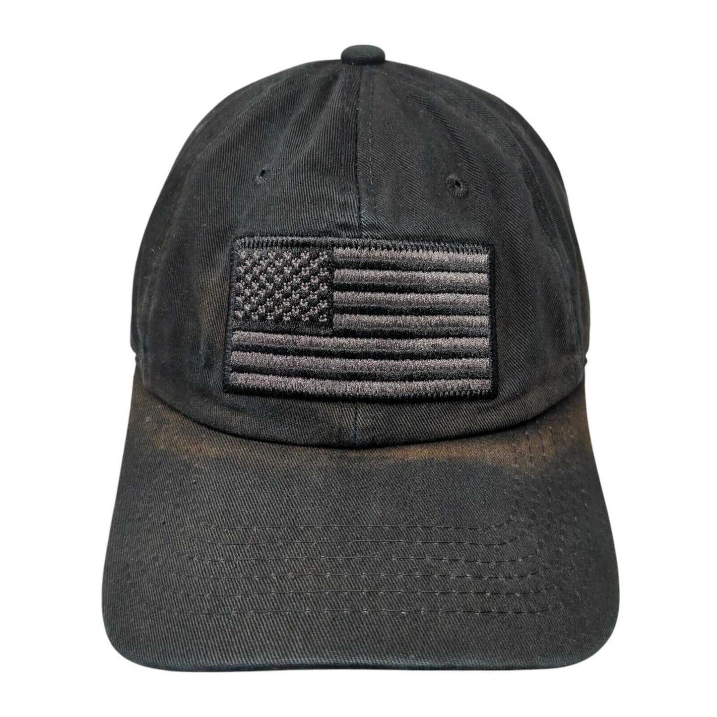 USA Flag Slideback Baseball Cap Black One Size Adjustable Embroidered Patriotic