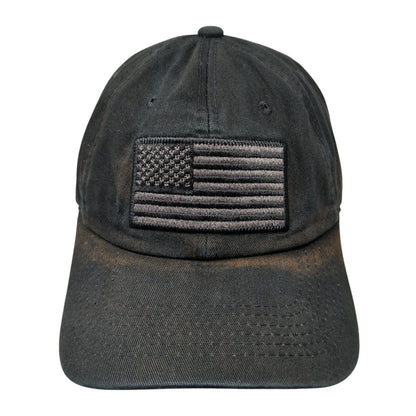 USA Flag Slideback Baseball Cap Black One Size Adjustable Embroidered Patriotic