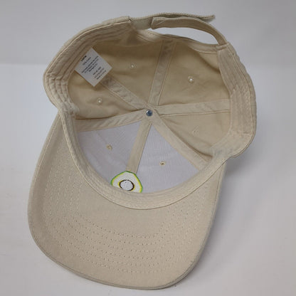 Avocado Strapback Hat Tan One Size Adjustable Embroidered 6 Panel Cotton