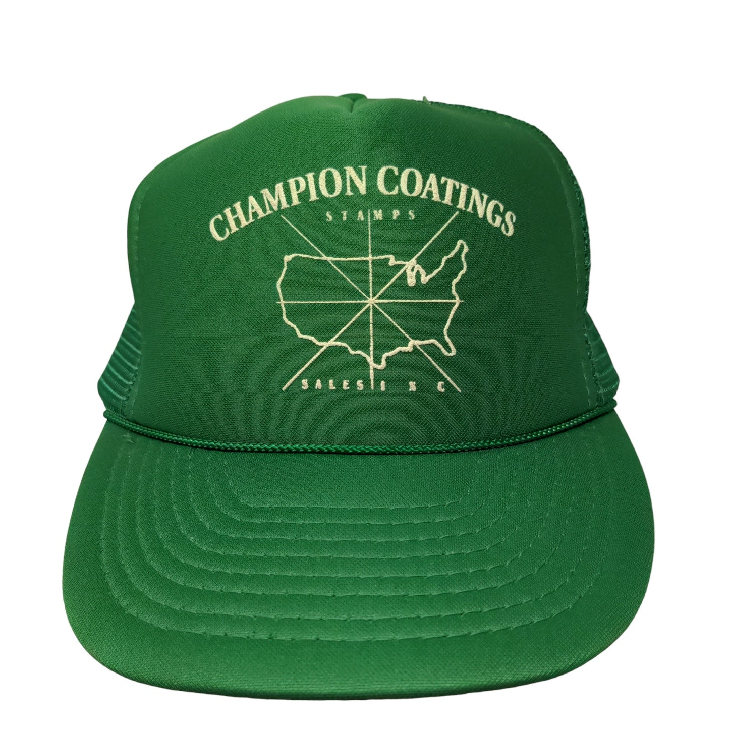 Otto Men's Snapback Mesh Back Trucker Hat Green OSFA Champion Coatings Logo