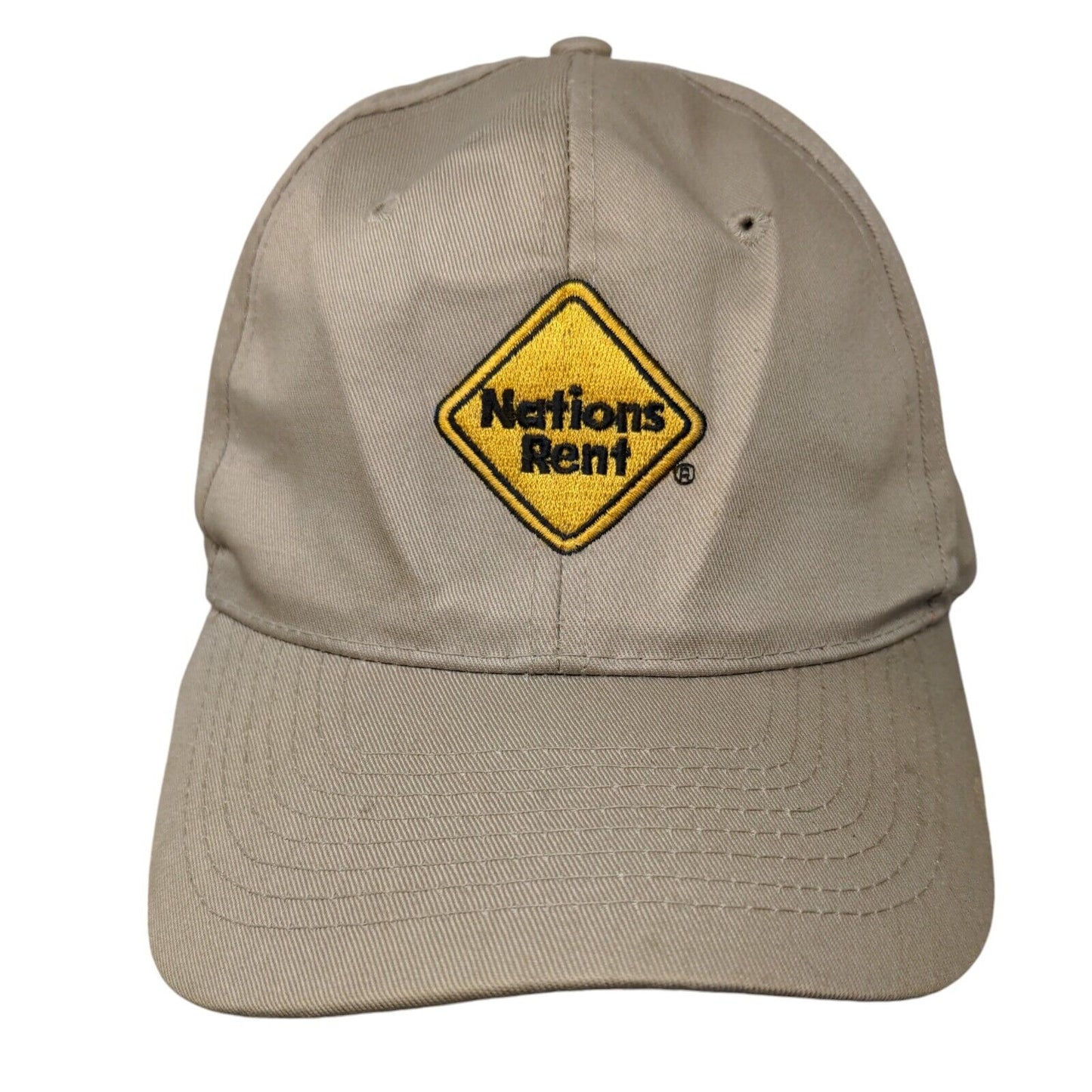 Nations Rent Snapback Hat Tan OSFA Embroidered Vent Holes Cobra Caps