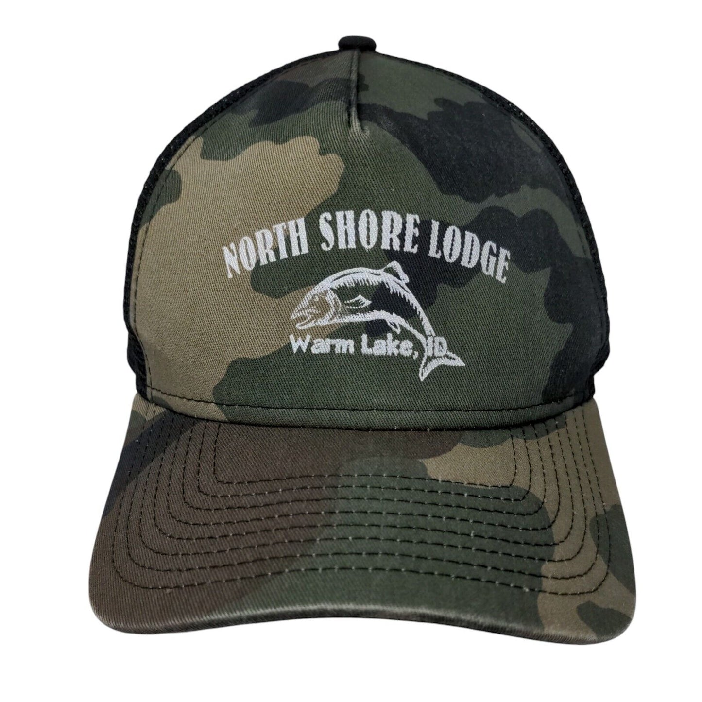 North Shore Lodge Warm Lake ID Snapback Trucker Hat Camouflage OSFM New Era