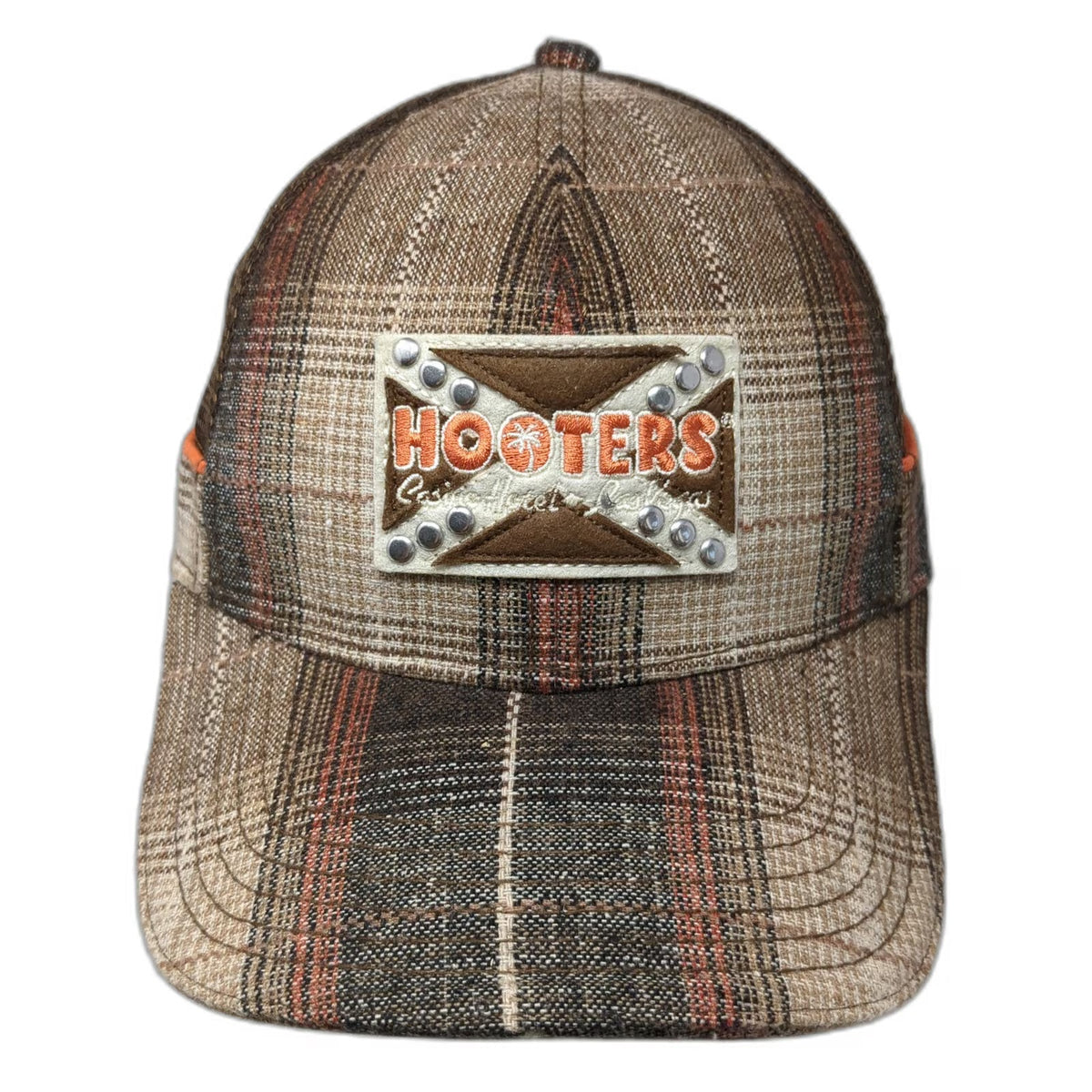 Hooters Brown Trucker Hat One Size Plaid Las Vegas Casino Hotel Snapback Hat