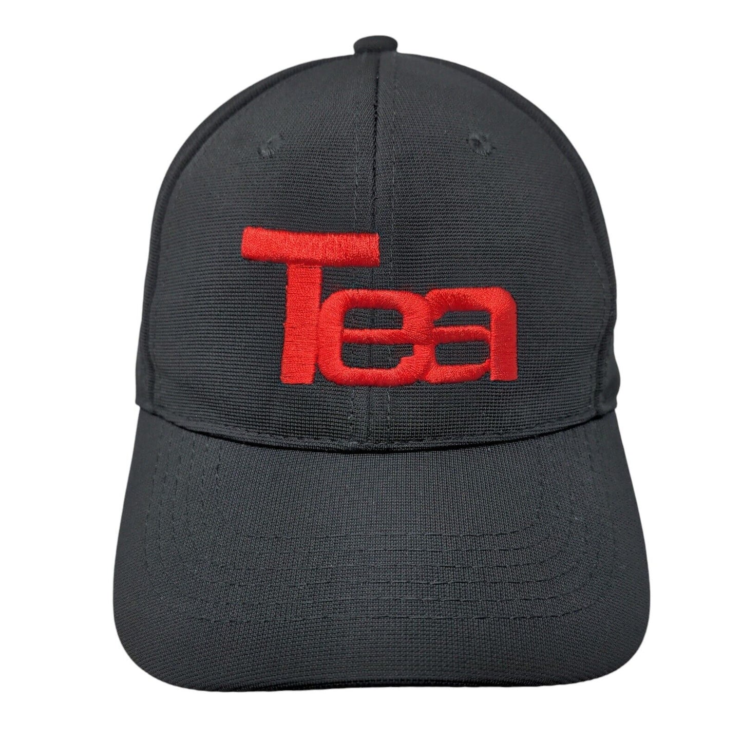 Tea Slideback Hat Black One Size Adjustable Embroidered Vent Holes