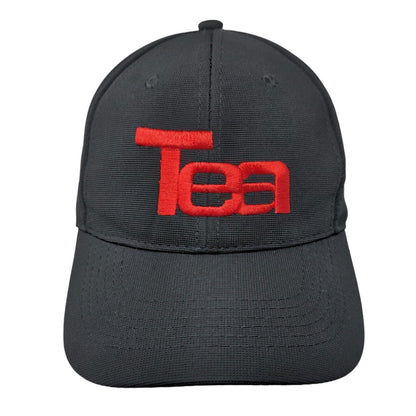 Tea Slideback Hat Black One Size Adjustable Embroidered Vent Holes