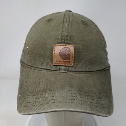 Carhartt Leather Patch Strapback Hat Green OSFA Adjustable 6 Panel